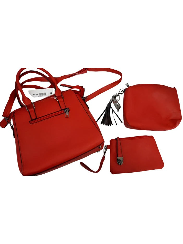 Handbag Faux Leather Red-3-Piece - 9.5x10" 669214x 