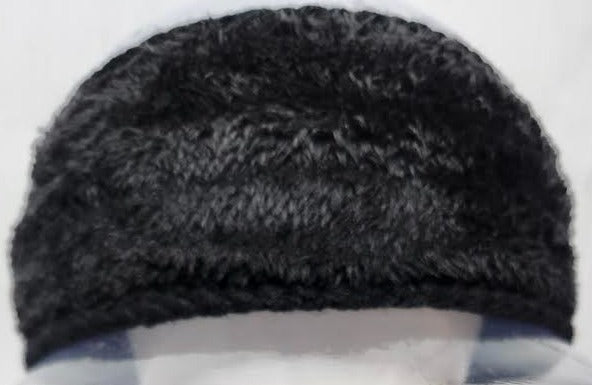 Headband Knitted /Fleece Inside One Size Black rhbkb 