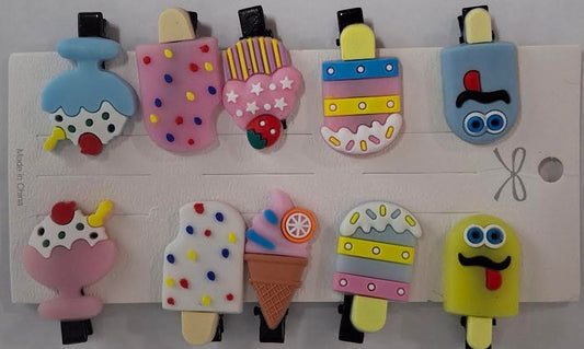 RT-&nbsp;Barrettes/Hair Clips&nbsp; Ice Cream Pop Styles 10Pc Children's RTBICP