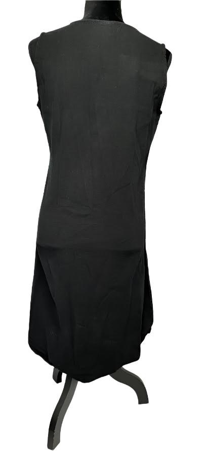 Dress-Sleeveless Button Front-Black-Women's S-0612 