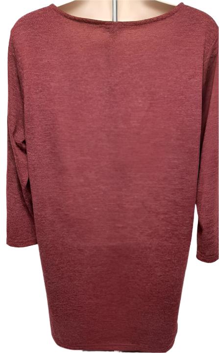 Top Maroon Pullover 1/2 Sleeve 2Pocket Women's 2139104k 