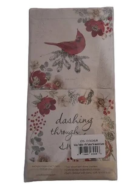 Coaster Christmas Holiday Tradition 4Pk 4x4" 05-03068