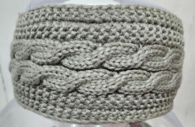 Headband Knitted /Fleece Inside One Size Light Grey rhbklg 