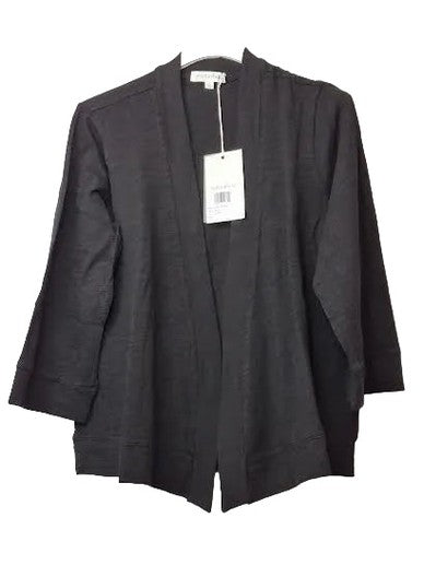 Mododoc- Cardigan Black 3/4 Sleeve Slub Jersey Classic 41g-A2186