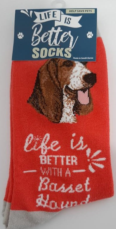 Basset Hound Dog Socks-840-2 