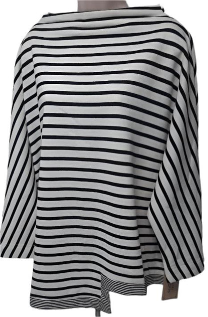 Blouse-Pullover-3/4 Sleeve-Knit-Black/White Stripe-Women's-Fc223229 