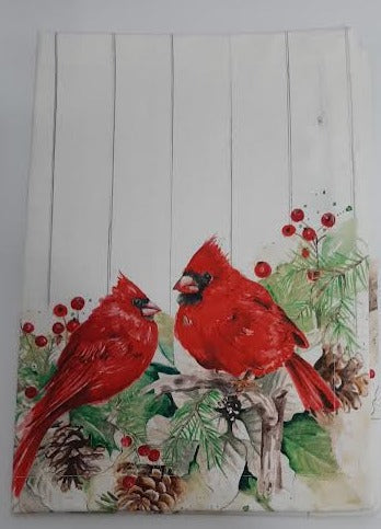 Christmas Cardinal-Poinsettia Pine Cloth Placemat-19.5x14" 