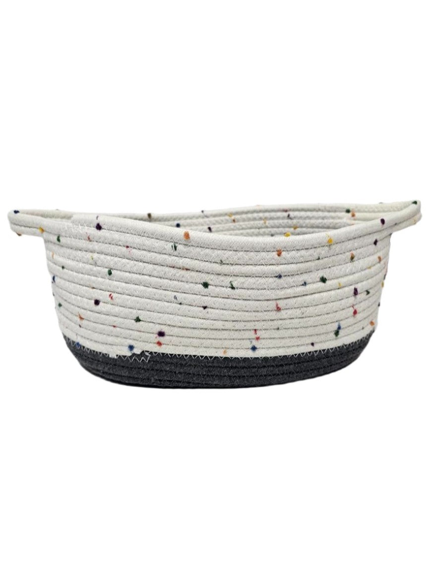 Basket Rope Cotton White / Multi Color Large 15X10X6"