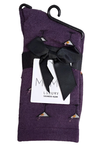 Women's Sock Purple Martini Drink Cashmere Crew 4-10 Gift Pack   Mcl05860