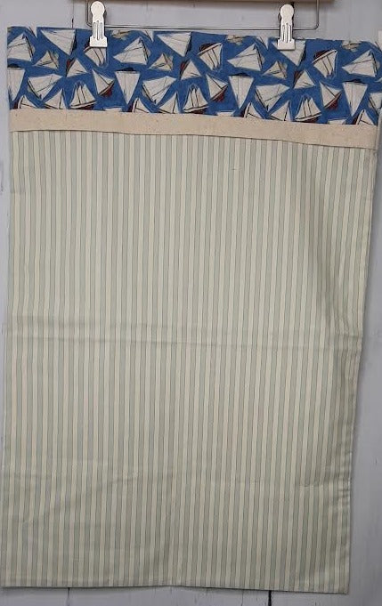 Pillow Case Sail Boat Blue/Green Stripe Standard-Rt84bsb1 