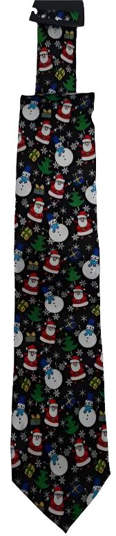 Black-Santa/Snowmen-Christmas Tie 