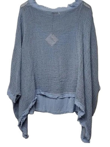 Top Pullover W Tank Top Steel Blue Fishnet Women's One Size 13401SB