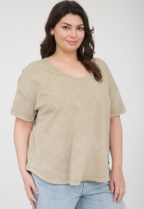 Shirt Pullover Plus Size Mocha Knit Short Sleeve PJ5FP1005T1M