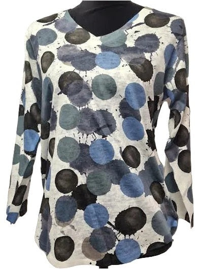 Shirt Pullover V Neck White /Blue Paint Balls Long Sleeve Winnie&nbsp; Women's&nbsp; C30631140
