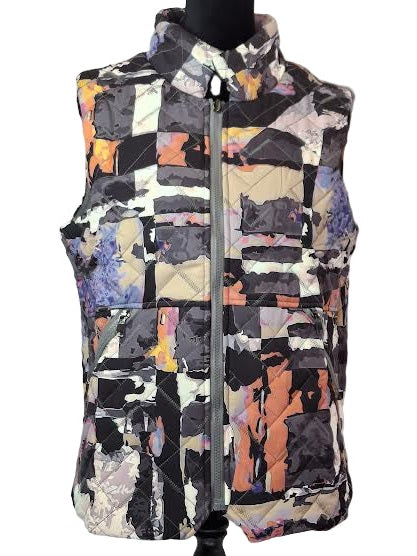 Vest Zip Front 2 Pocket Multi Color Black Women's 25722