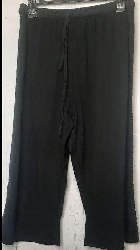 Pants-Black-Split Bottom Wide Leg Crop-Women's-S-1302 