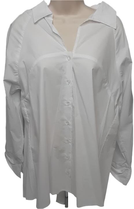 Shirt Button Front Long Sleeve White Women's E617457 