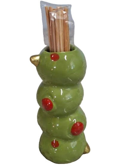 Tooth Pick Holder Ceramic Stacked Olive Wine 40430023s