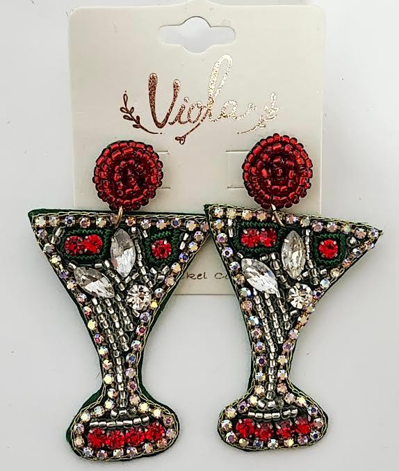 Earing's Champagne Glasses Red/Silver RT135677RDGR 