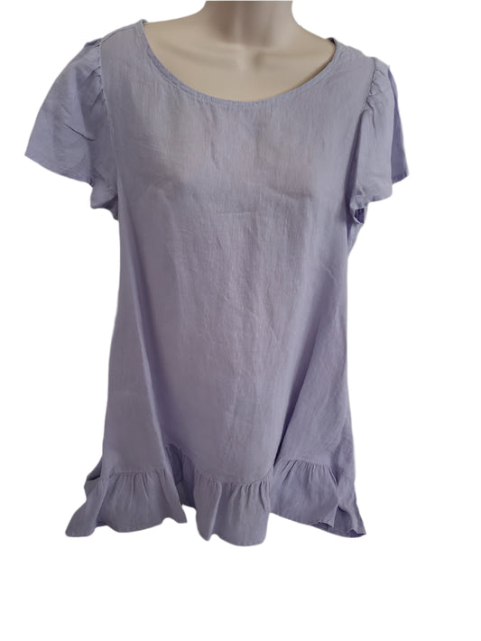 Top Cap Sleeve Ruffle Purple Women's Hlt950 