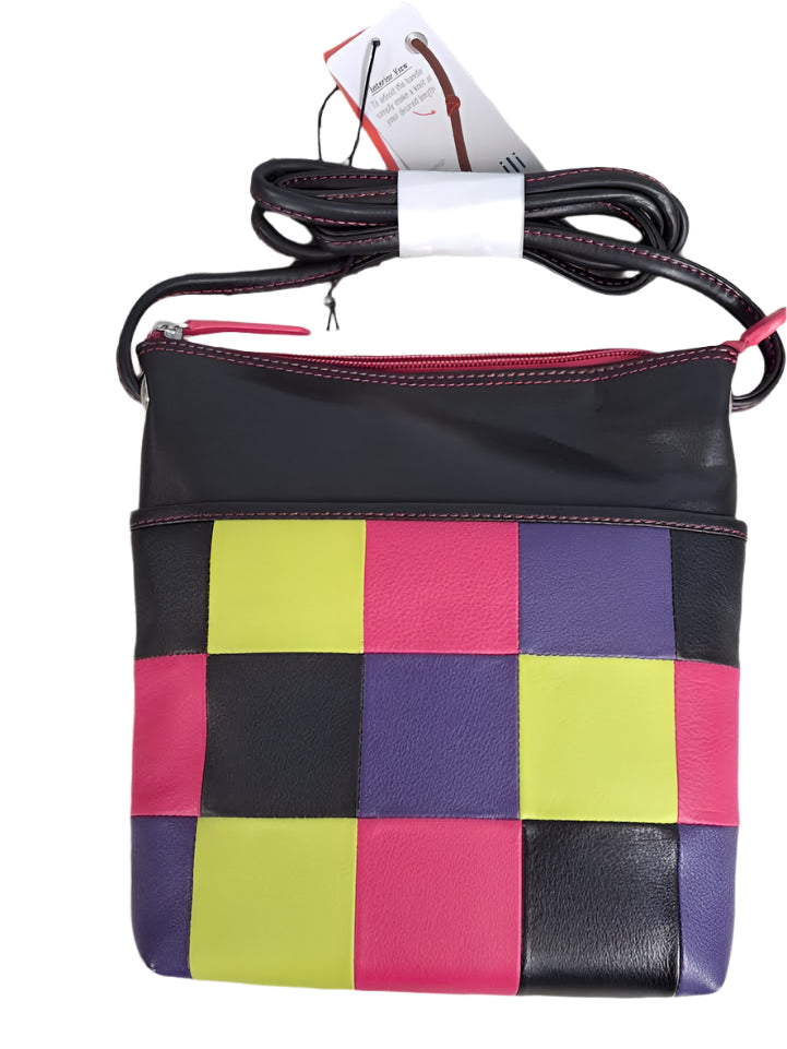 Crossbody Patch Work Midi Sac Black Lights Leather 6661  Bag 