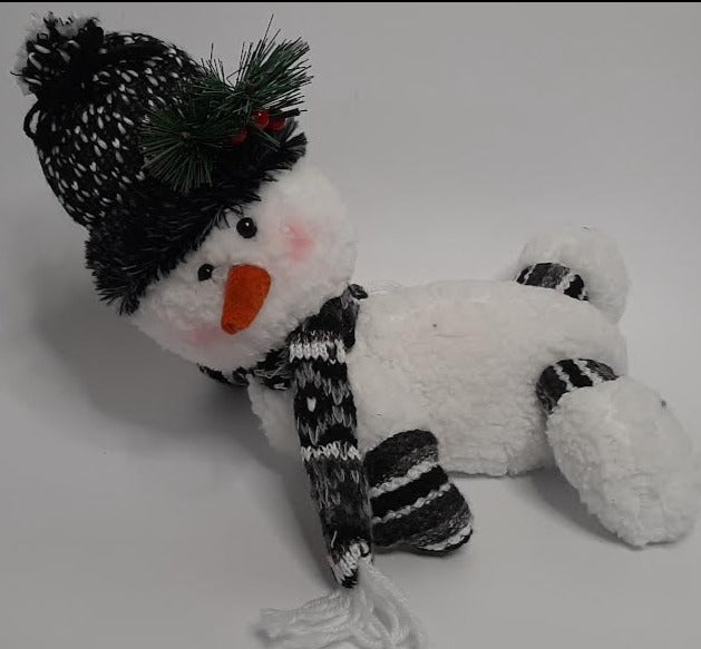 Holiday Lounging Snowman -Stuffed Animal Ornament 