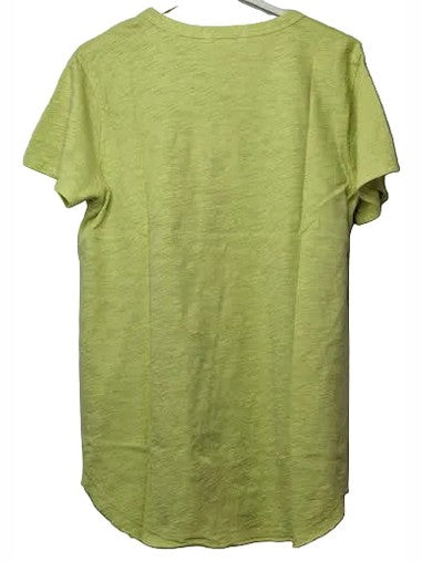 Tee Shirt With Curved Hem Crew Neck Lush Pear Yellow Short Sleeve 41g-A2123