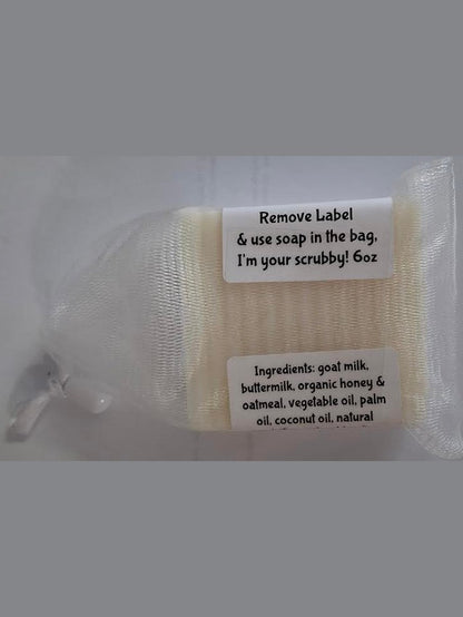 Goats Milk Detergent Free Soap/Scrubby  Amazing Grace 6oz SMS6AG