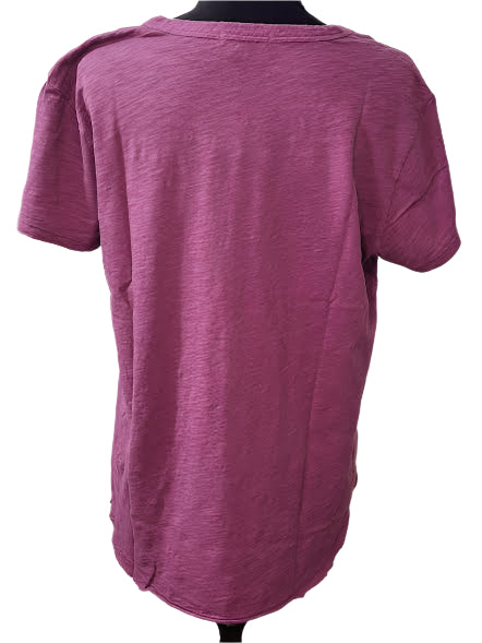 Tee Shirt Wild Berry Purple  Crew Neck Curve Hem 1/4  Sleeve Women's 44F-A2123