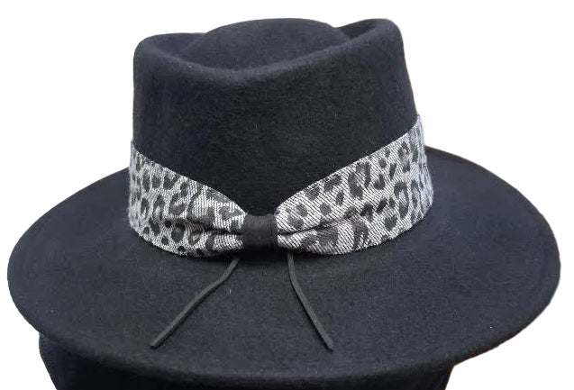 Hat Black Wool Felt Safari 3" Brim Women's-AD1316A