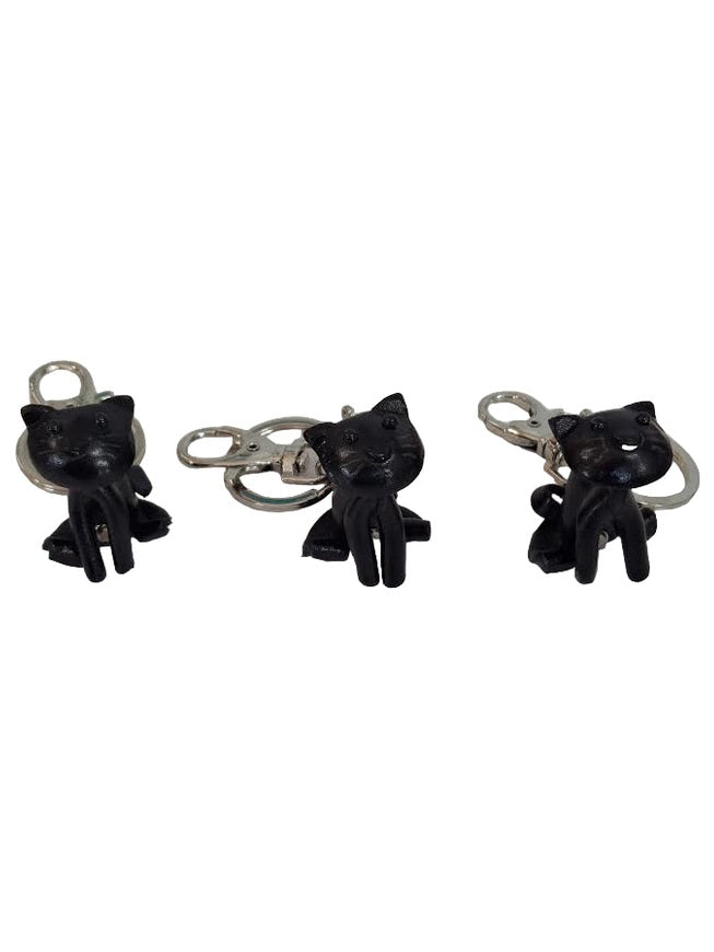 Key Chain Black Cat Leather KC428