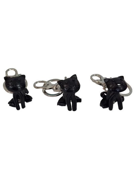 Key Chain Black Cat Leather KC428