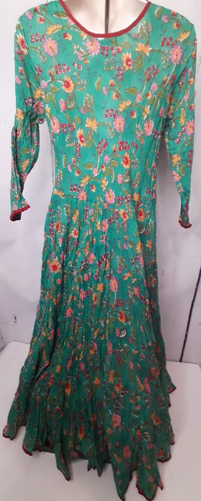 Dress Long 3/4 Sleeve Peacock Floral Women's sfdl-3 