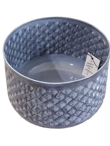 Textured Bowl Blue Indigo Metal Large 6x8