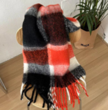 Scarf Women's Super Soft Warm Red/White/Black rtRWBS 