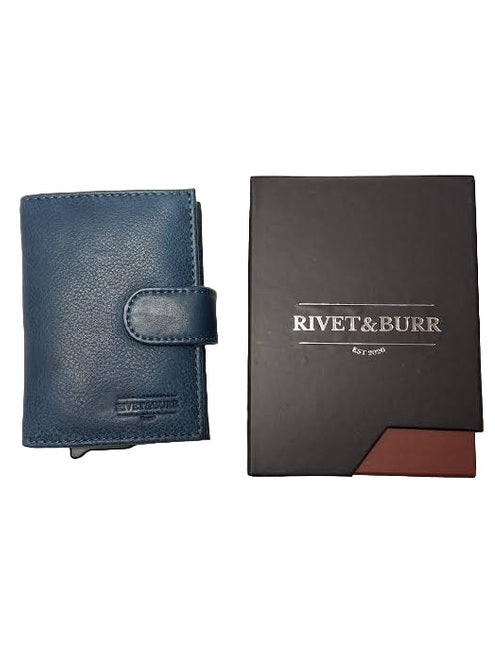 Card Case Blue Slim Slide Leather Bound SS01BLU