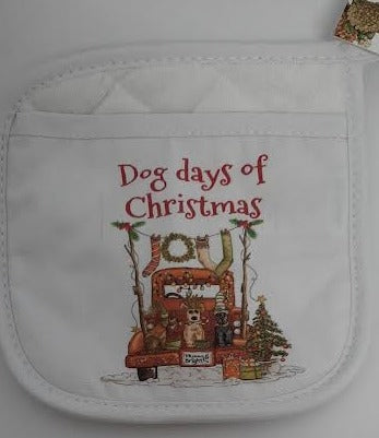 Dog Day's Of Christmas-Pot Holder-7x7" 