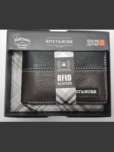 Wallet Bifold Black/Brown Leather Rbmw22