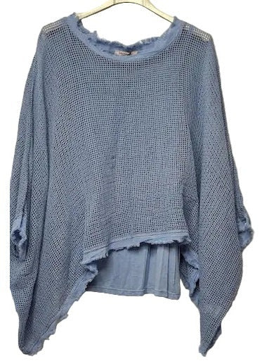 Top Pullover W Tank Top Steel Blue Fishnet Women's One Size 13401SB