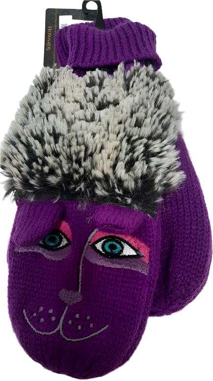 Mittens 3-d Furry Dog Purple Children's 30004 