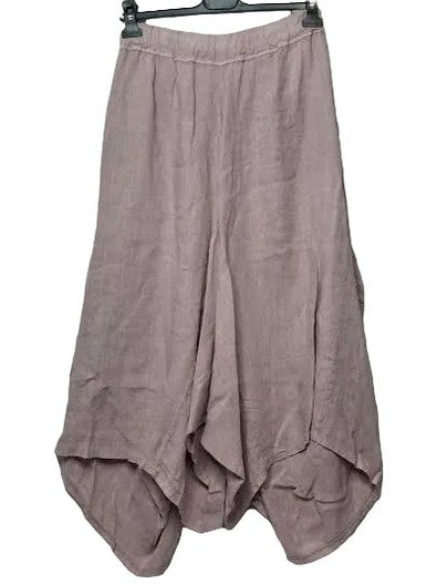 Marisima-Pants Linen Pink Wide Leg 2 Pocket Rope Draw String&nbsp; Women's One Size P702