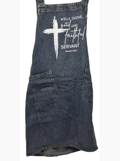 Apron Well one My Good And Faithful Servant Denim 2 Pocket Adult RTDAWD