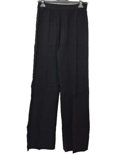Pants Black 2 Pocket Cuffed Leg Elastic Waste L-1685