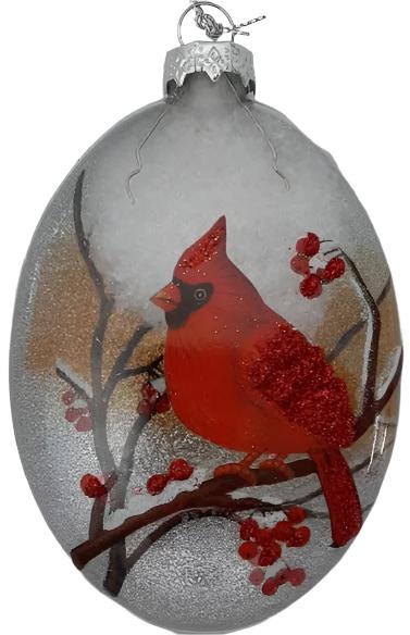 Glass Cardinal Christmas Ornament-3.5x5" 