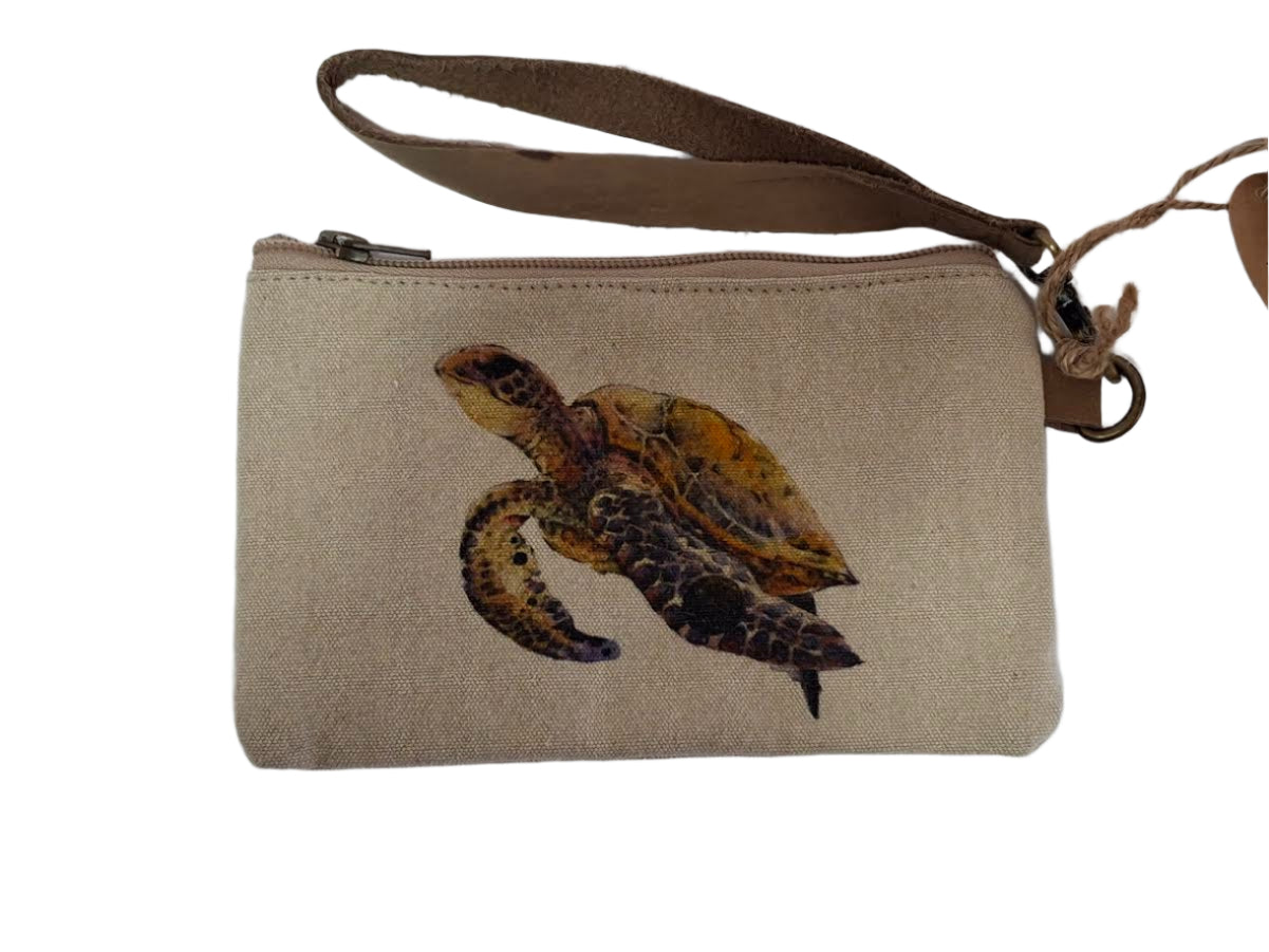 Wristlet Brwon Turtle Canvas 5x8" 3025 