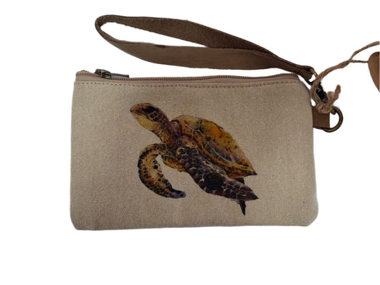 Wristlet Brwon Turtle Canvas 5x8" 3025 