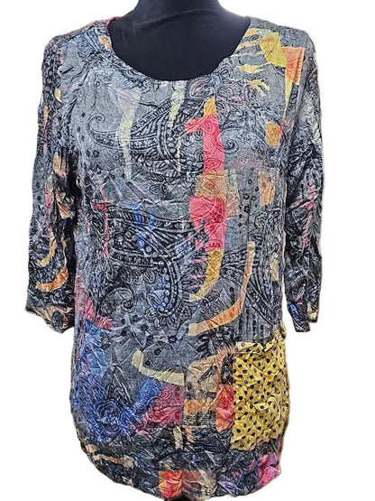 Shirt Crinkle Dot Pocket Top  LI 25605  25606 Multi