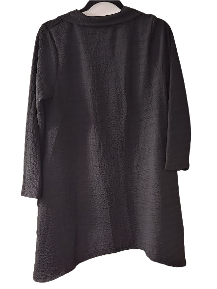 Top Pullover Black Zipper Neck Waffle Long Sleeve Crew Neck Women's T1527wkb