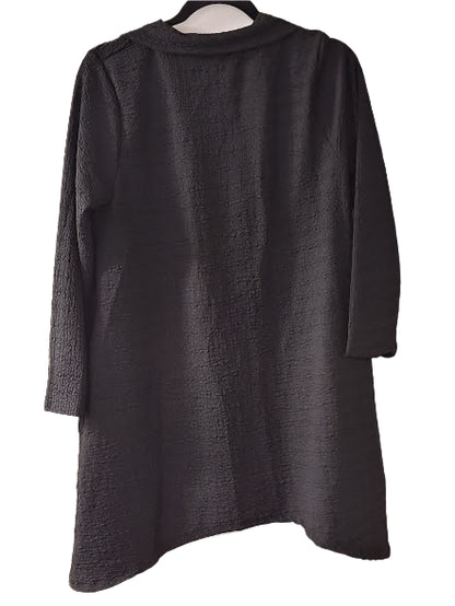 Top Pullover Black Zipper Neck Waffle Long Sleeve Crew Neck Women's T1527wkb