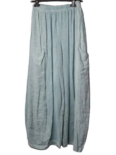 Marisima-Pants Aqua&nbsp; Gaucho Gauze&nbsp; 2 Low Pocket Wide Leg Women's One Size 9530A